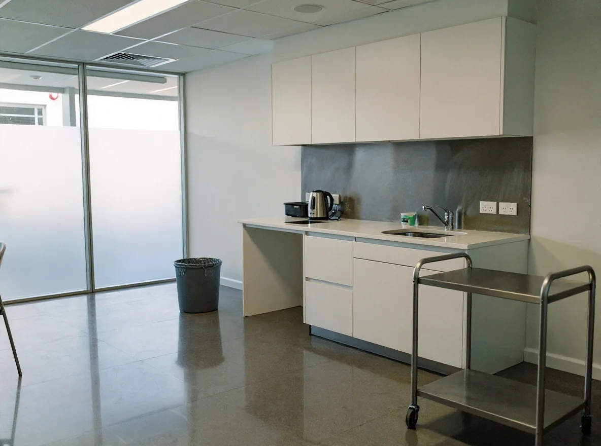 The same office kitchen spotless after a Cleanline clean